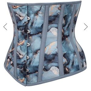 Blue marble underbust corset